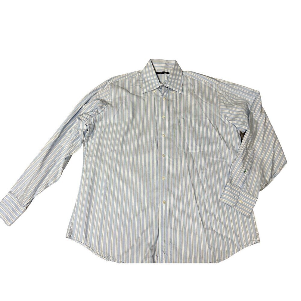 vintage 90s Tommy Hilfiger  Button Down Collard Blue Striped Polo SZ L  34/35 - Picture 2 of 6